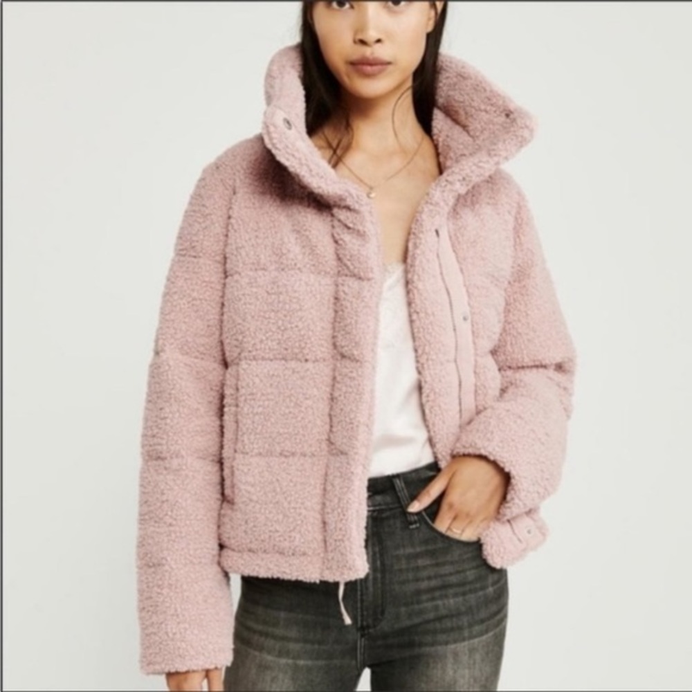 Abercrombie & Fitch Pink Sherpa Puffer Jacket